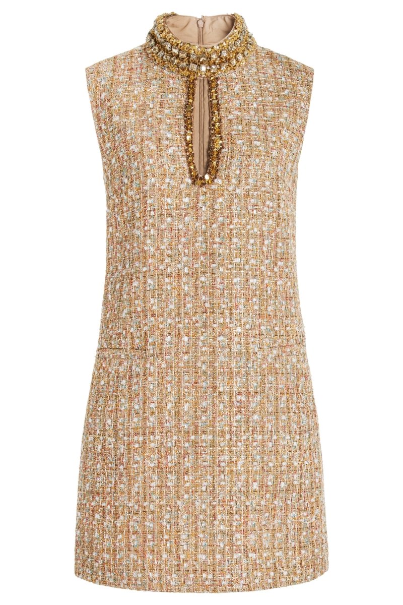 Modern Gill Tweed Embellished Mini Tweed Dress