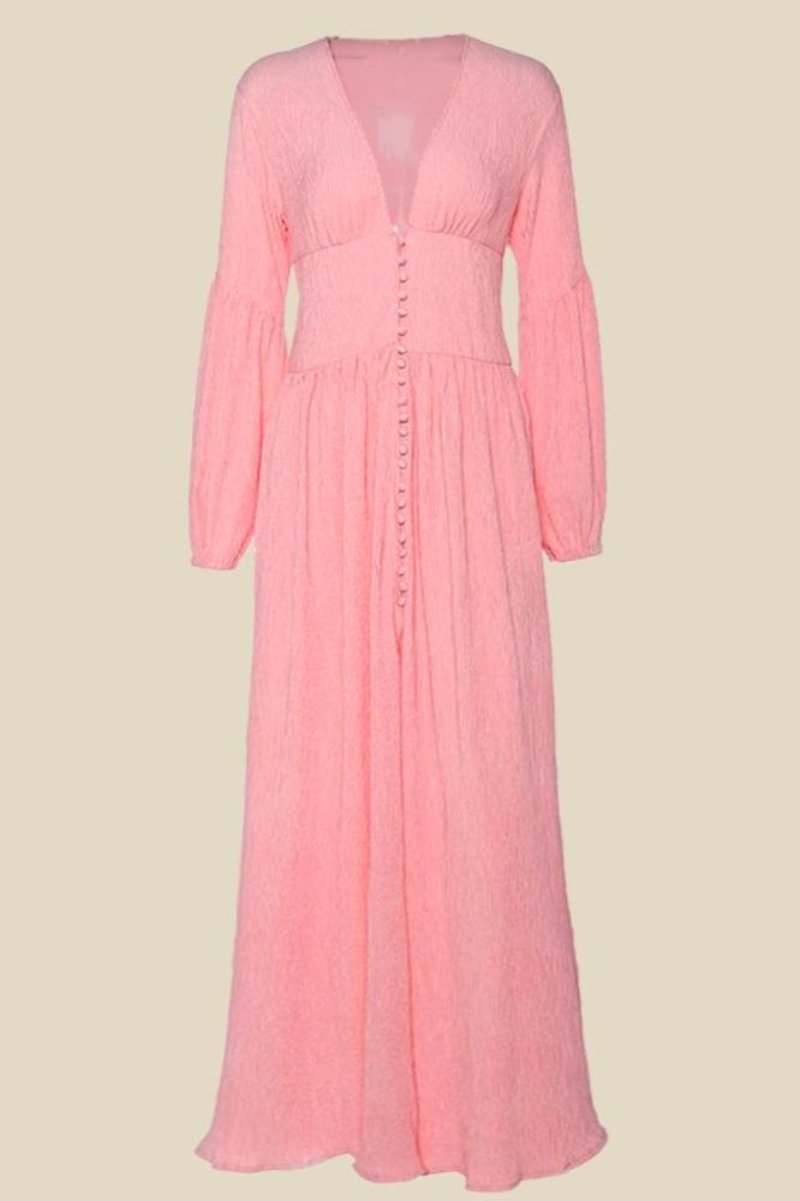 Giselle V-Neck Pleated Maxi Milkmaid Dress