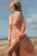 Giselle V-Neck Pleated Maxi Milkmaid Dress