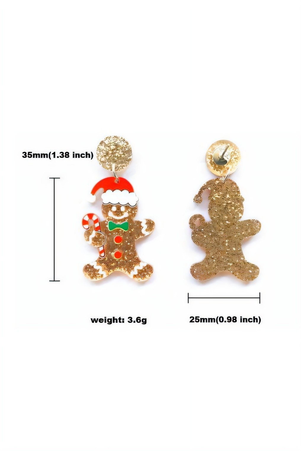 Statement Glitter Gingerbread Man Drop Earrings