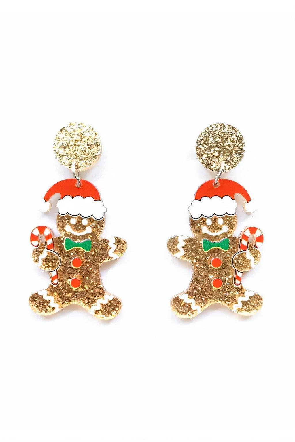 Statement Glitter Gingerbread Man Drop Earrings