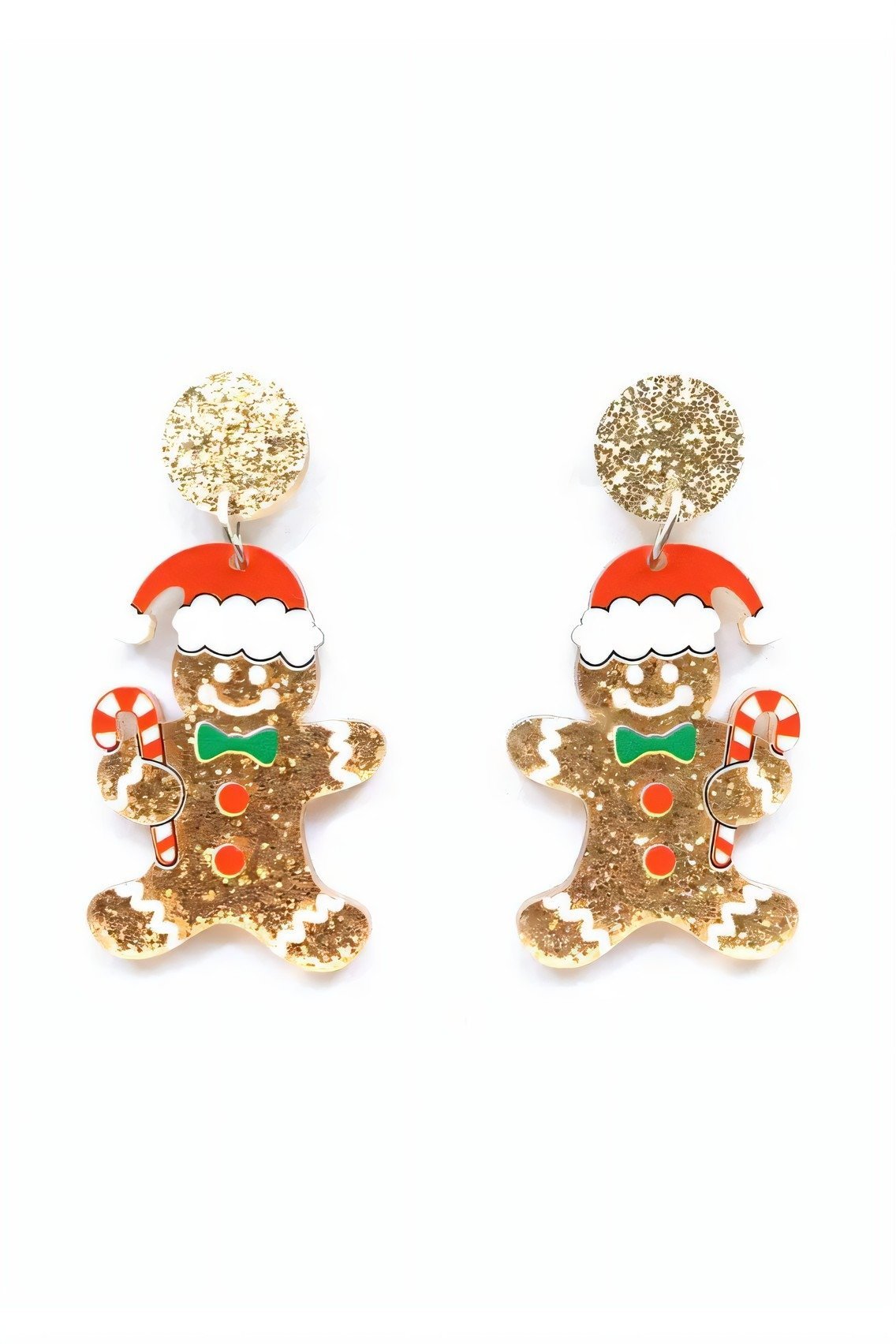 Statement Glitter Gingerbread Man Drop Earrings