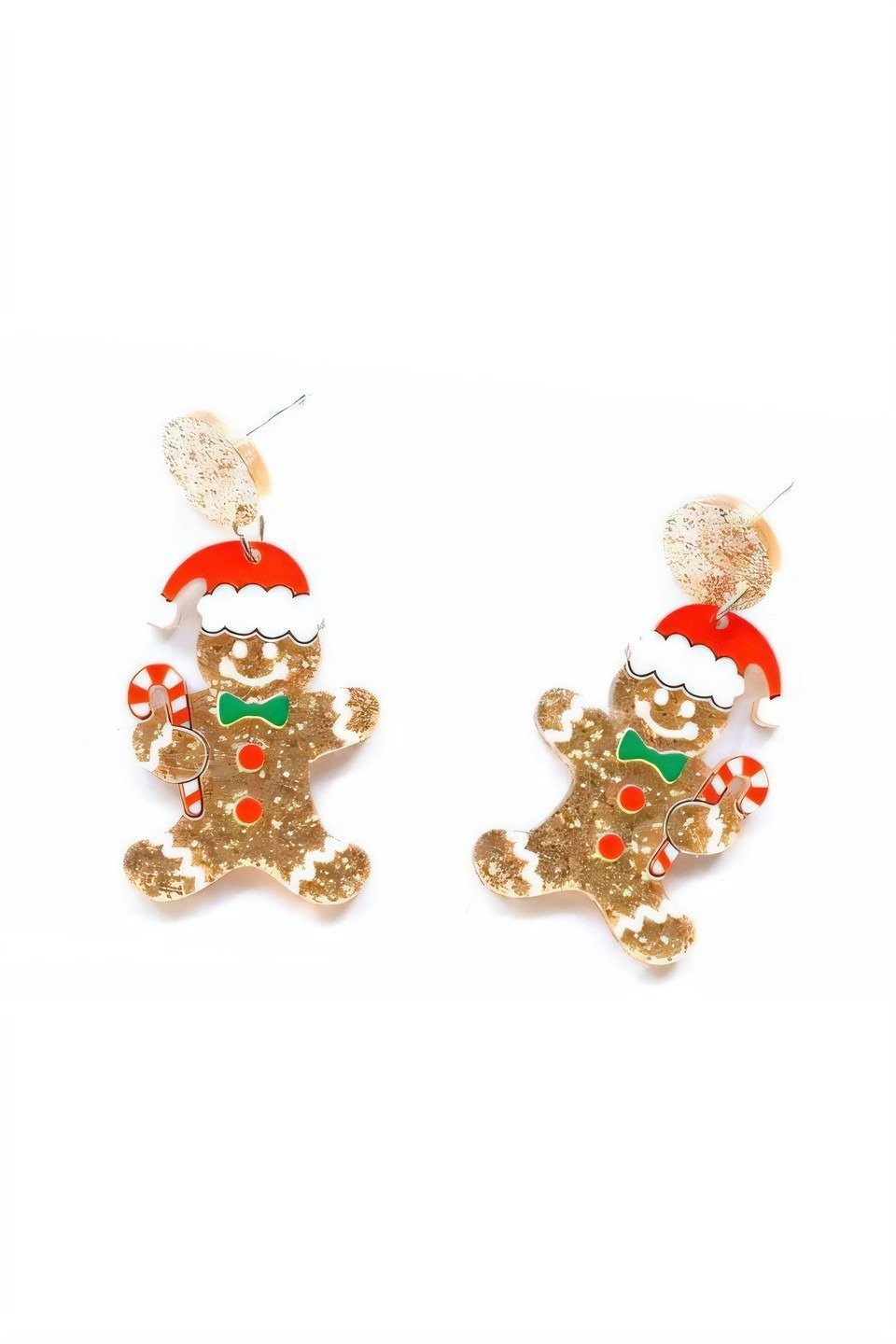 Statement Glitter Gingerbread Man Drop Earrings