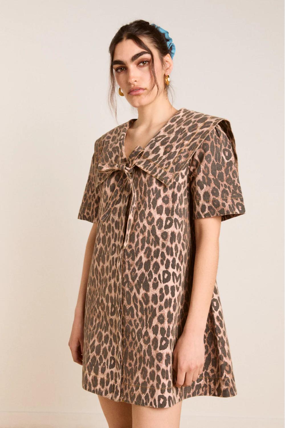 Leopard Print Mini-Length Dress
