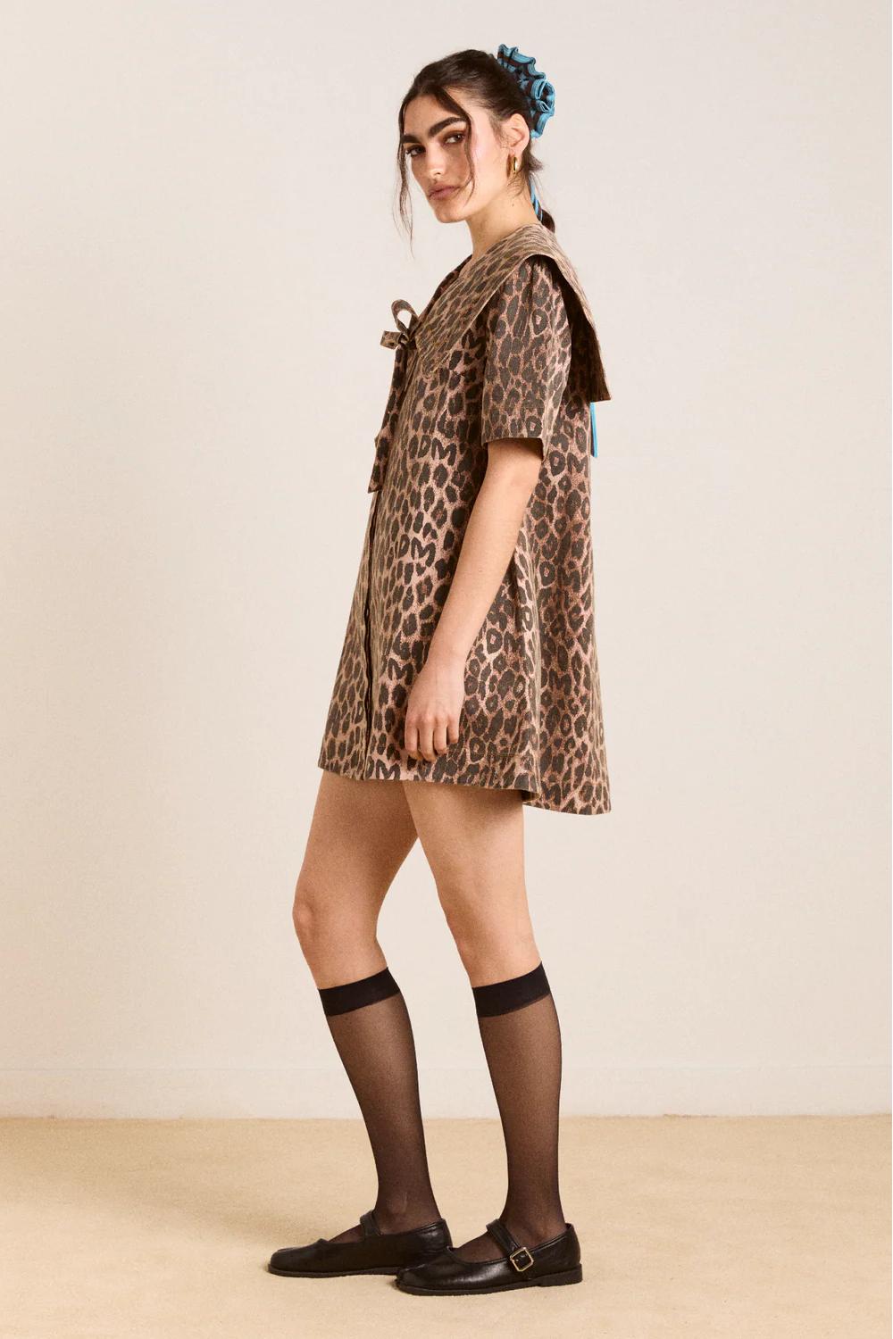 Leopard Print Mini-Length Dress