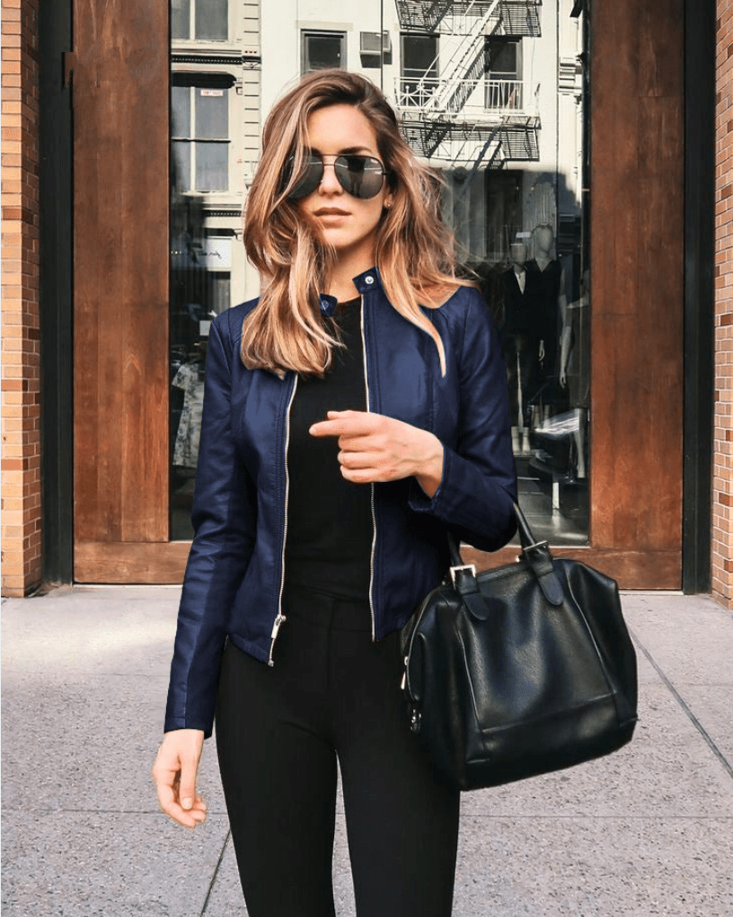 Fitted Leather Jacket in a Casual Style
