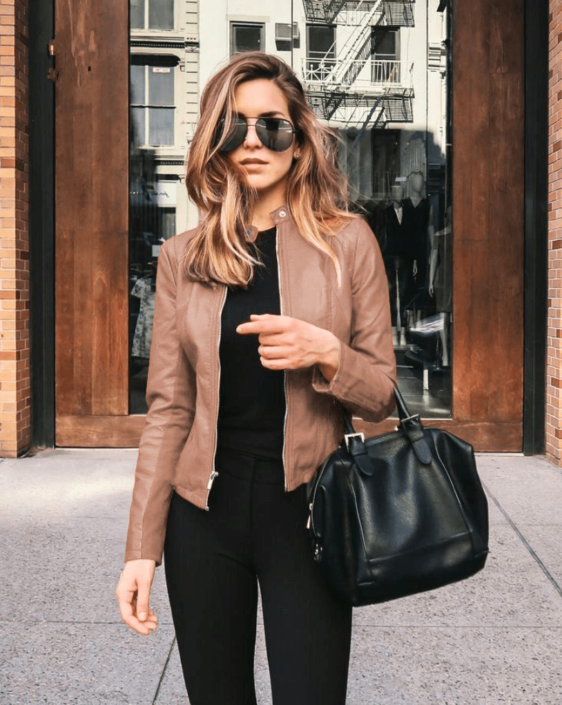 Fitted Leather Jacket in a Casual Style