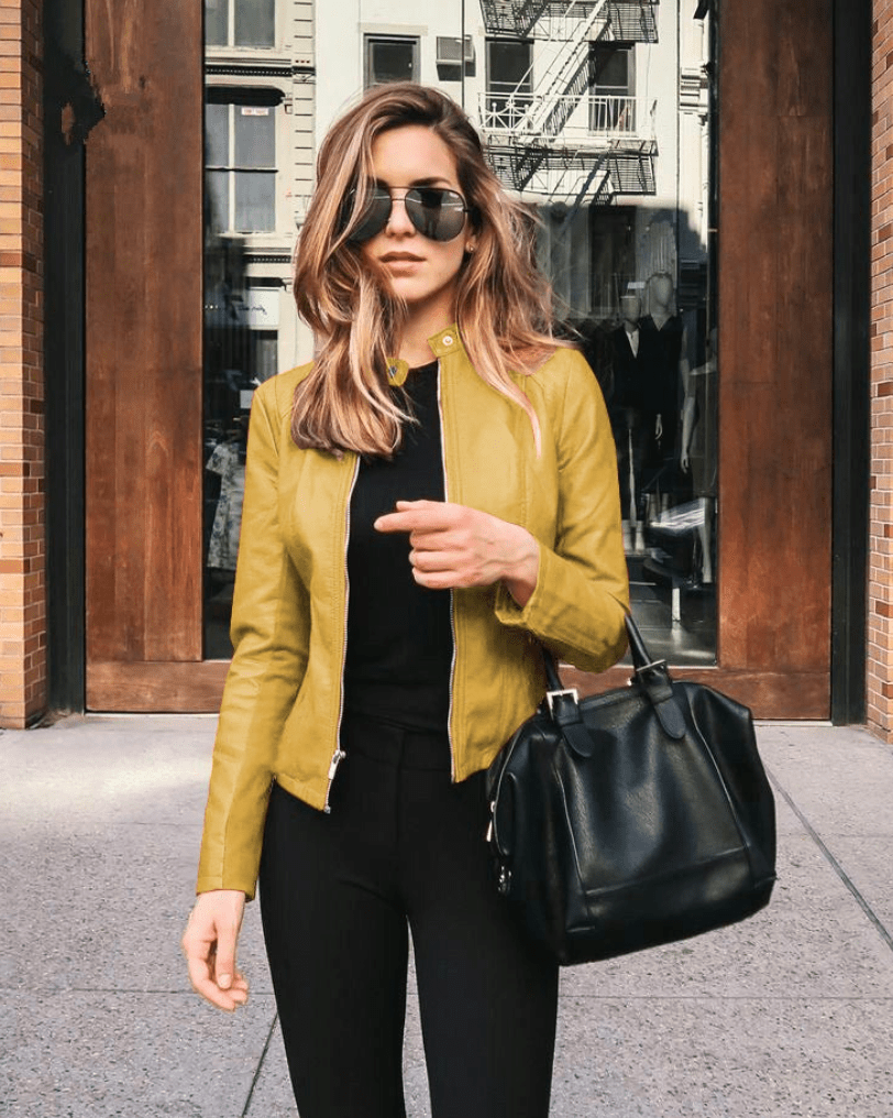 Fitted Leather Jacket in a Casual Style