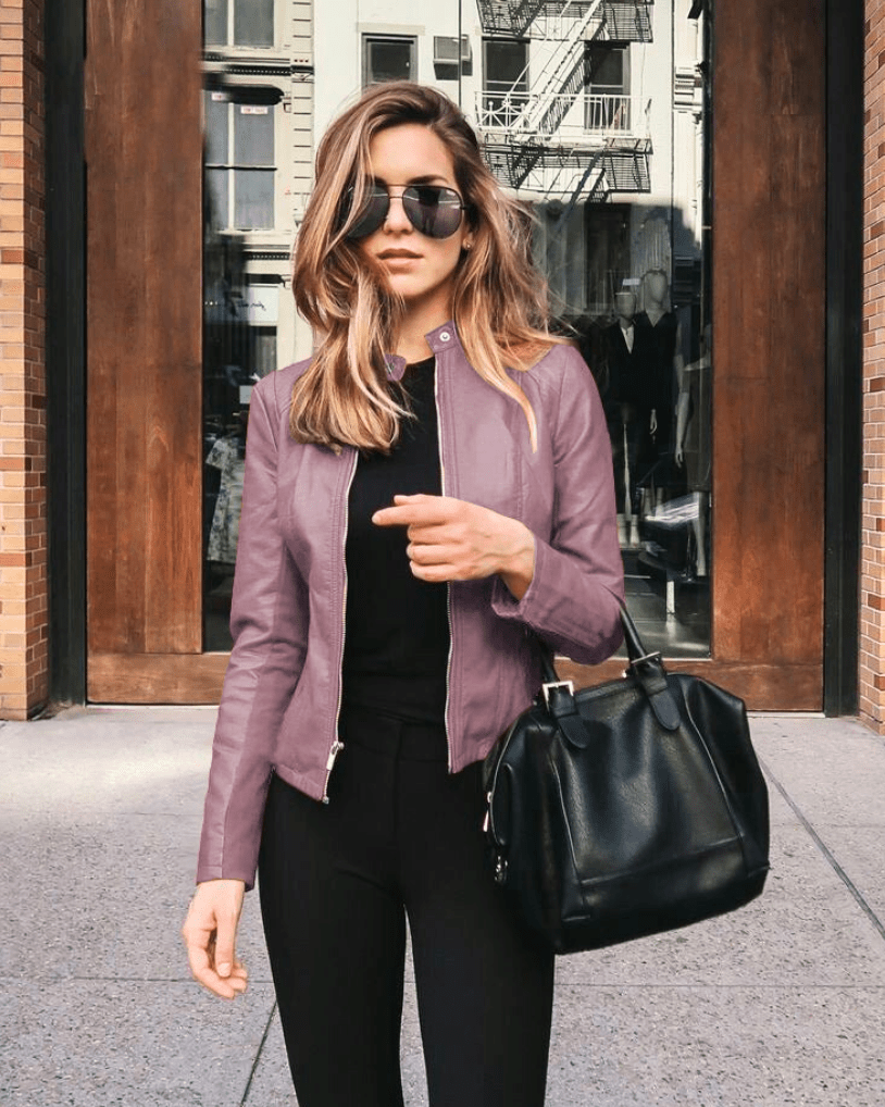 Fitted Leather Jacket in a Casual Style