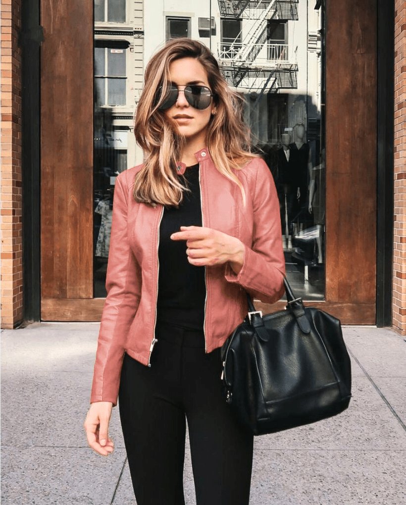 Fitted Leather Jacket in a Casual Style