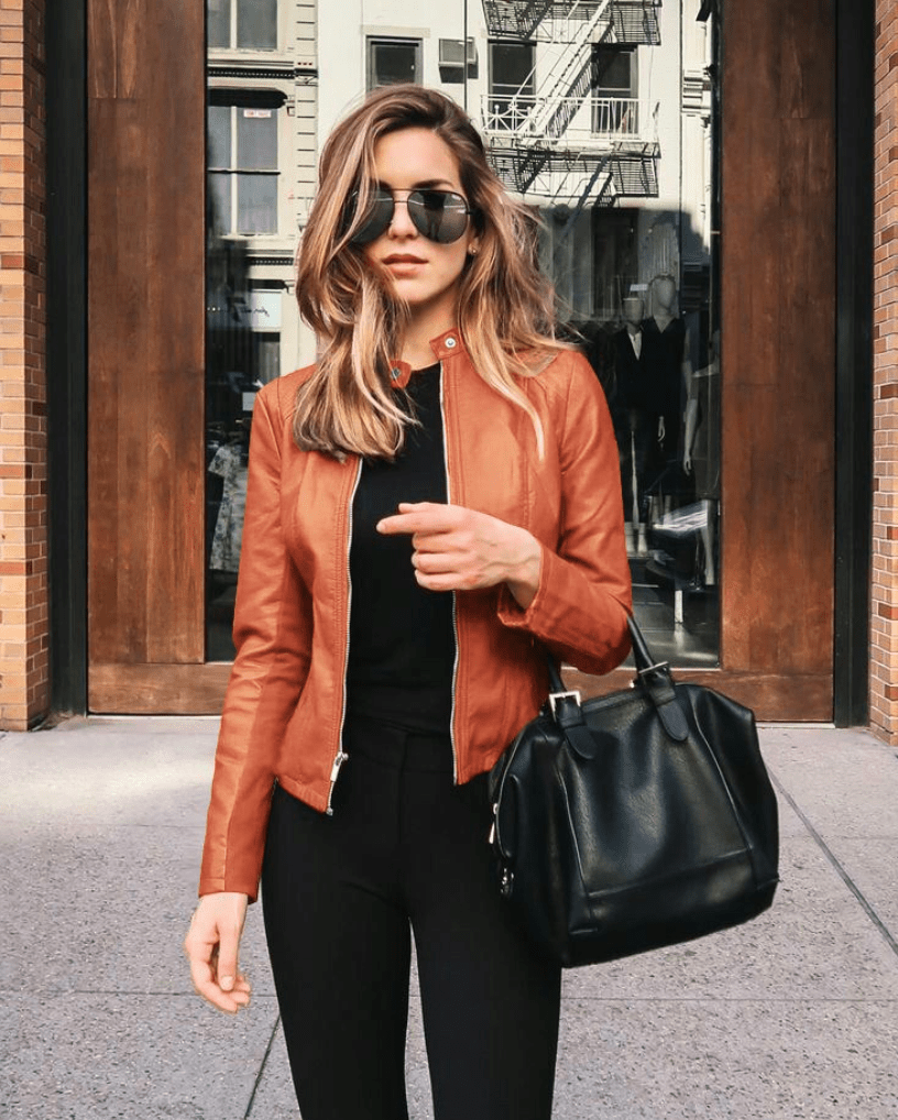 Fitted Leather Jacket in a Casual Style