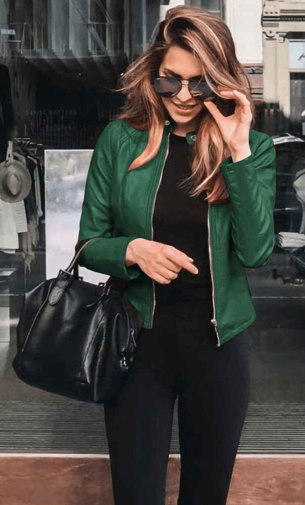 Fitted Leather Jacket in a Casual Style
