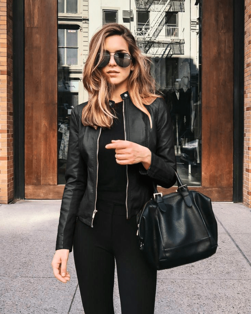 Fitted Leather Jacket in a Casual Style