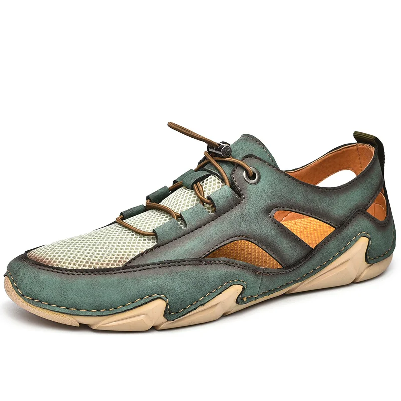 Mesh Sandals with Lace-Up Closure