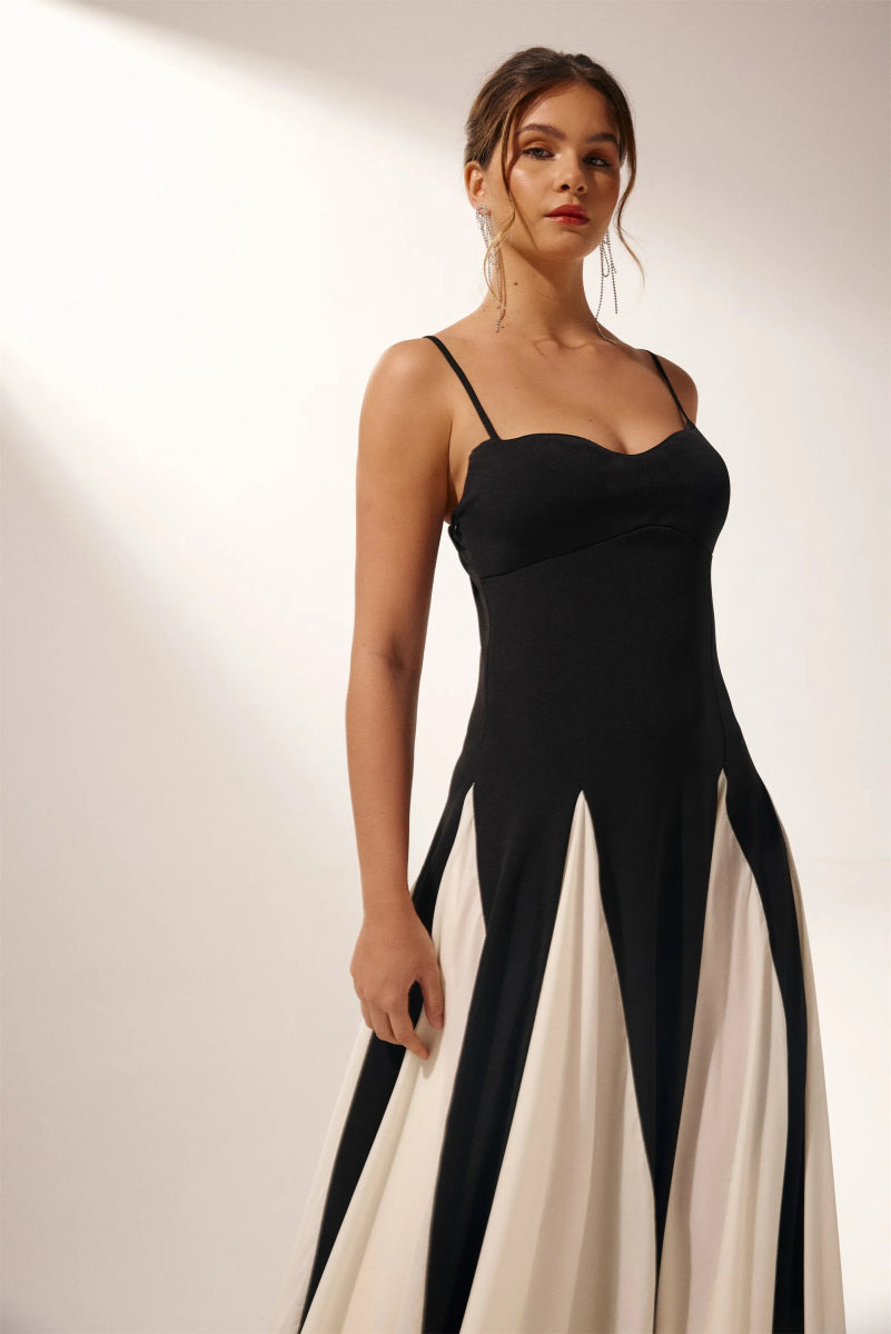 Modern Griselda Color Block Maxi Slip Dress