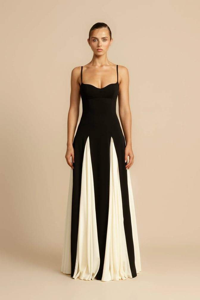 Modern Griselda Color Block Maxi Slip Dress