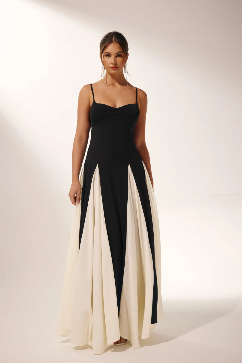 Modern Griselda Color Block Maxi Slip Dress