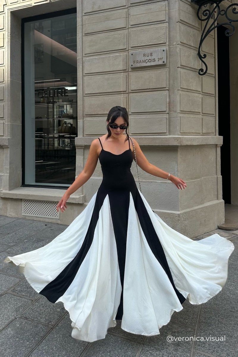 Modern Griselda Color Block Maxi Slip Dress