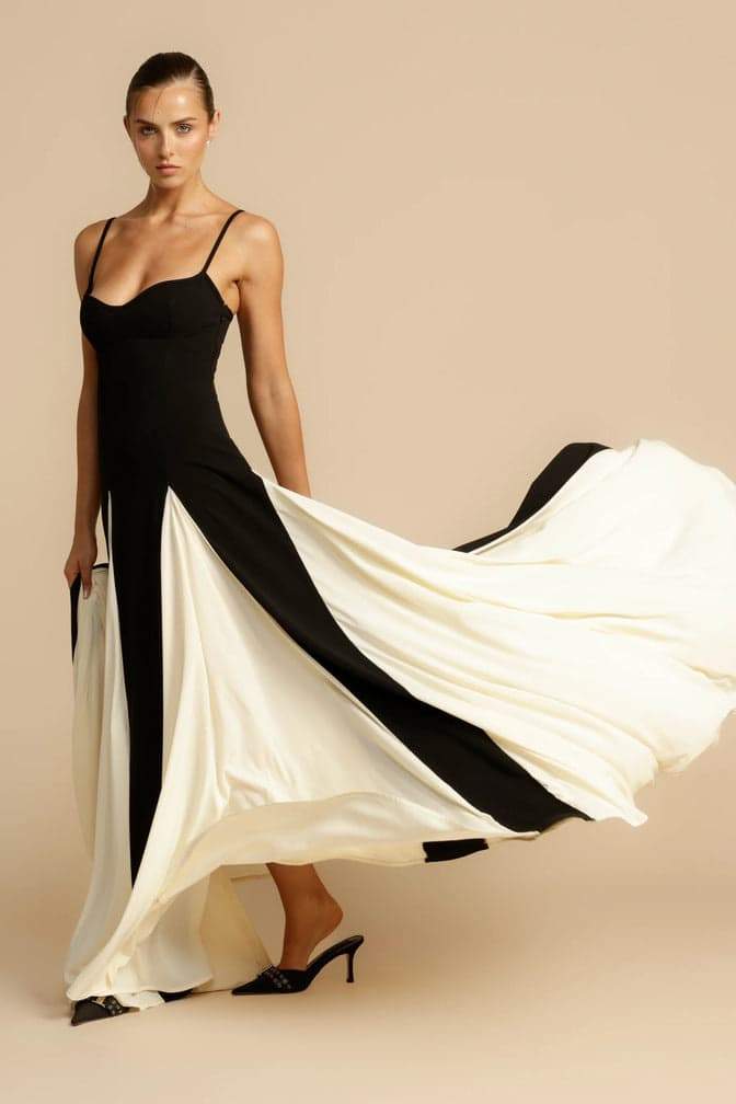 Modern Griselda Color Block Maxi Slip Dress