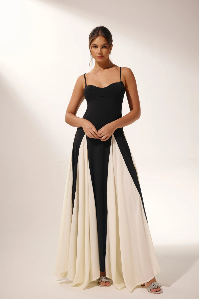 Modern Griselda Color Block Maxi Slip Dress