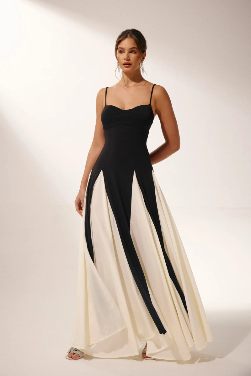 Modern Griselda Color Block Maxi Slip Dress