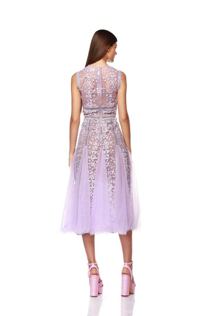 Heather Embroidered Lace Midi-Length Dress