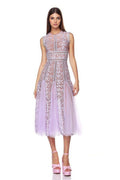 Heather Embroidered Lace Midi-Length Dress