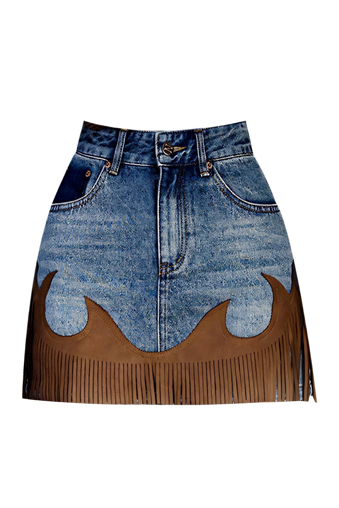 Modern Heidi Splice Tassel Denim Mini Skirt