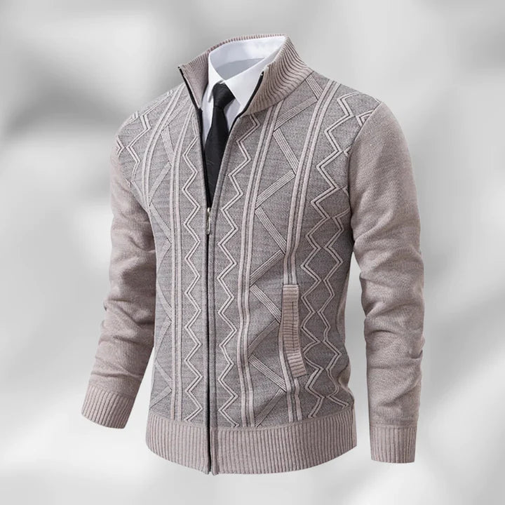 Knit Cardigan with Zip Front and Button-Up