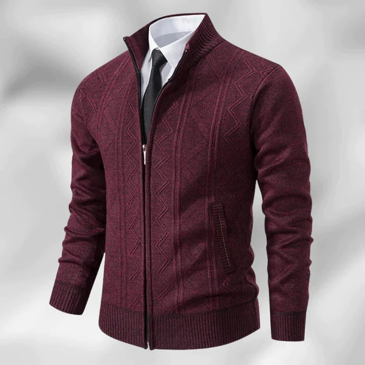 Knit Cardigan with Zip Front and Button-Up