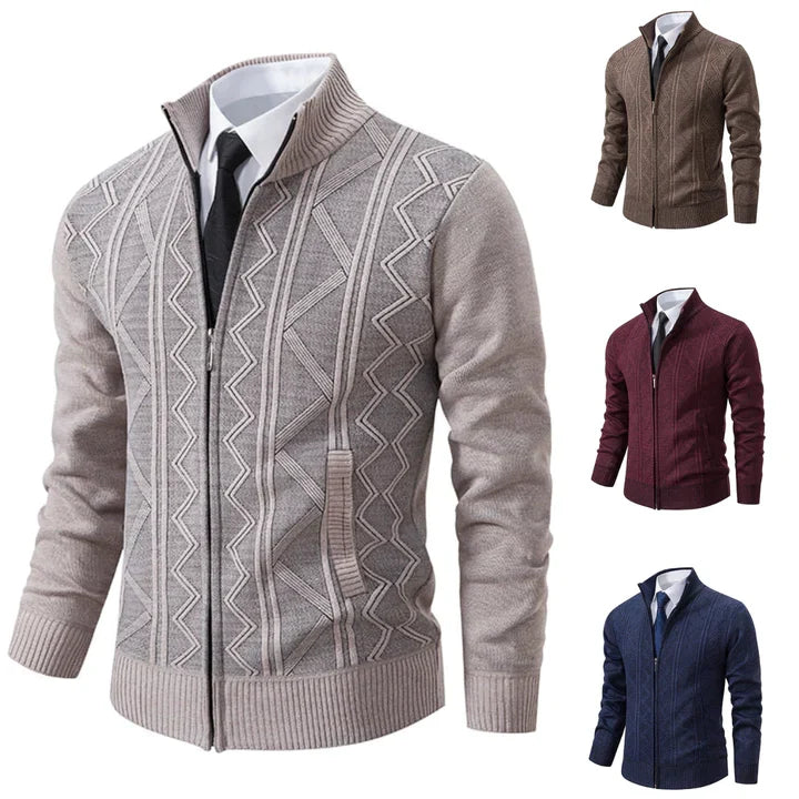 Knit Cardigan with Zip Front and Button-Up