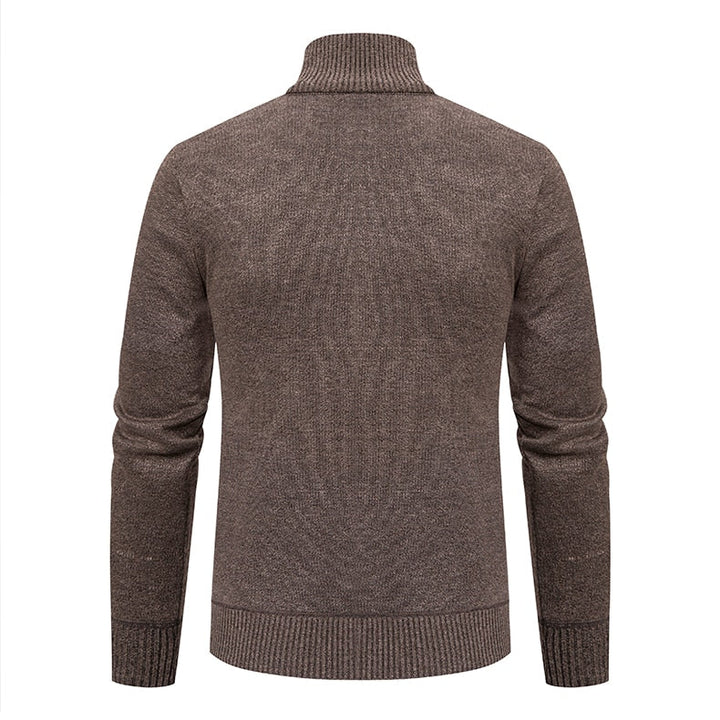 Knit Cardigan with Zip Front and Button-Up