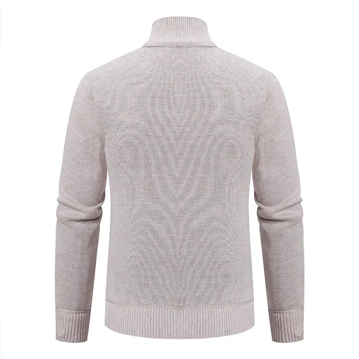Knit Cardigan with Zip Front and Button-Up