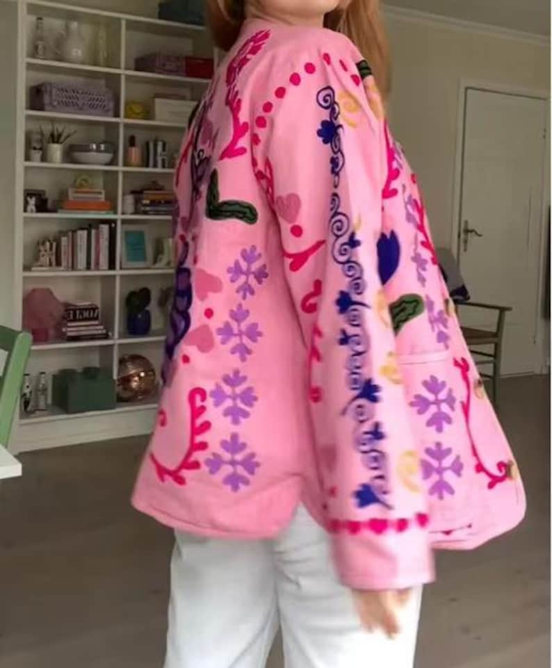 Denim Jacket with Graffiti Print and Pockets