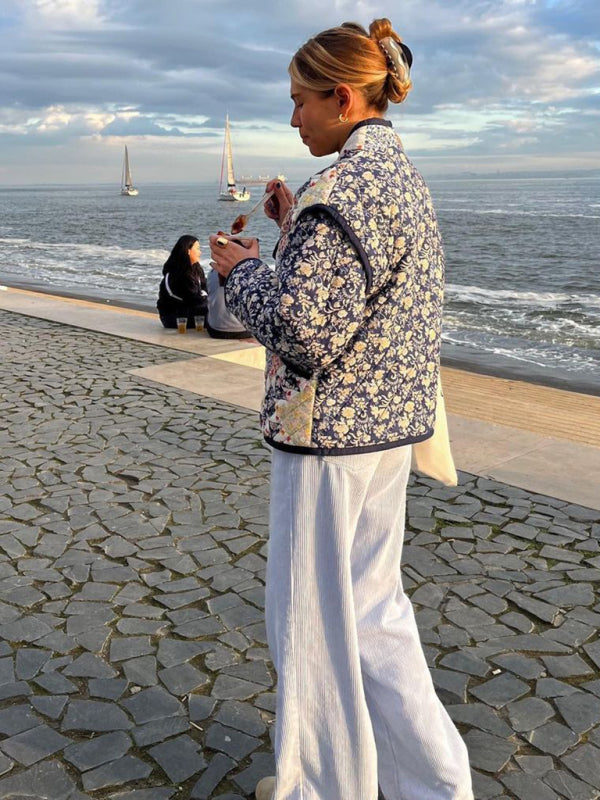 Quilted Jacket with Relaxed Fit and Print in Quilted Design