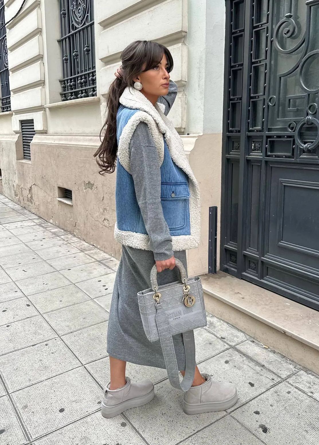 Denim Vest with Lapel Collar and Pockets