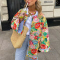 Quilted Jacket with Floral Print and Patchwork