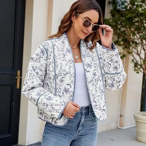 Reversible Jacket with Floral Print and Ethnic Print