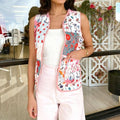 Vest with Floral Print and Patchwork