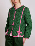 Quilted Jacket with Floral Print and Pink Bows