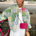 Jacket with Floral Print, Patchwork and Pockets