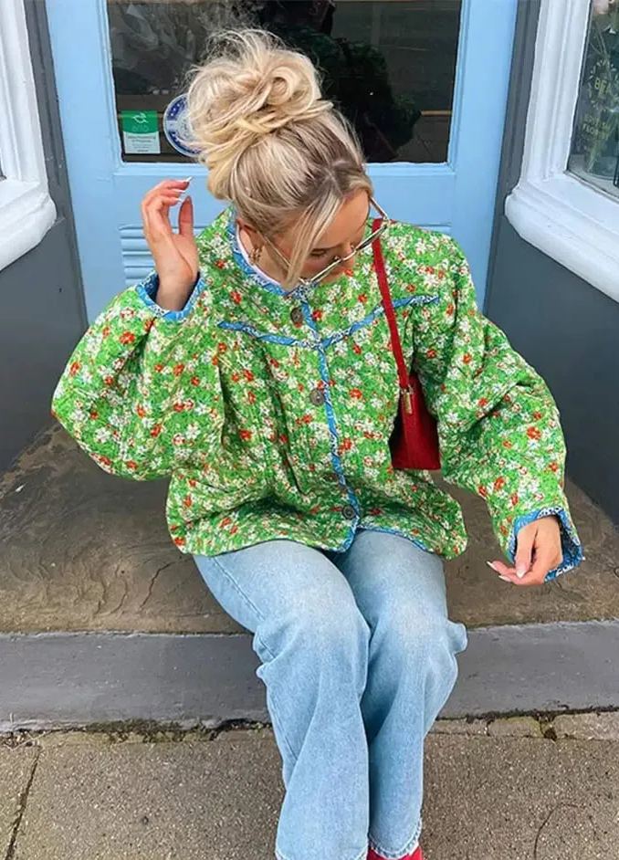 Relaxed Jacket with Floral Print