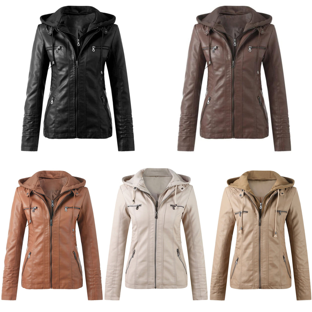 Modern Leather Jacket with Hood