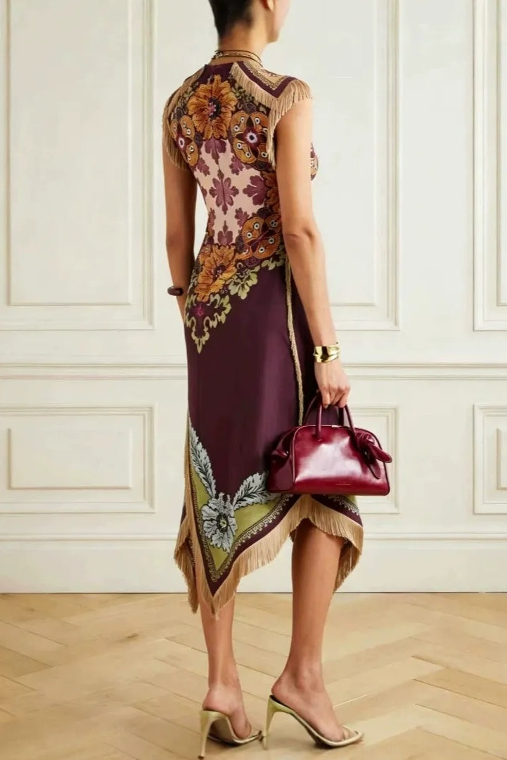 Modern Tassel Art Midi Skirt