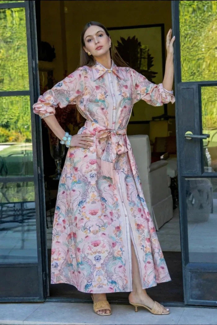 Modern Cotton Linen Flower Dress