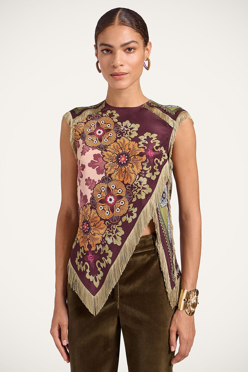 Boho Flower Fringe Asymmetrical Top