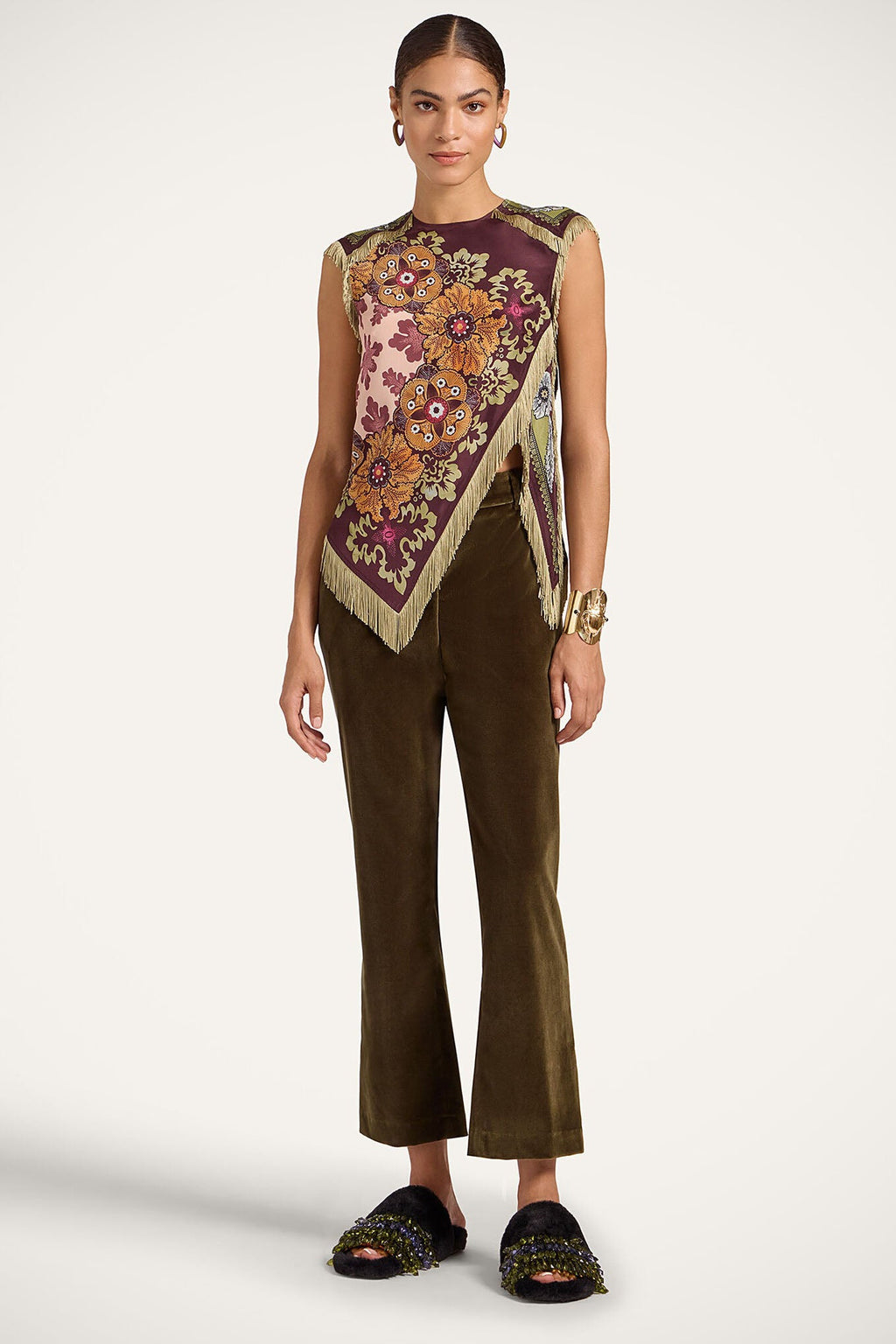 Boho Flower Fringe Asymmetrical Top
