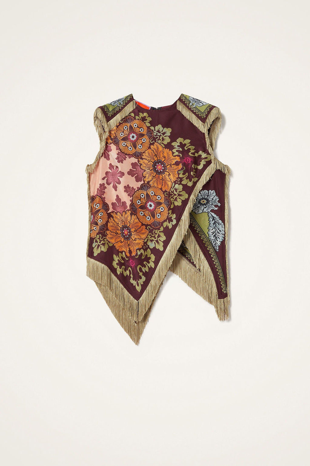 Boho Flower Fringe Asymmetrical Top
