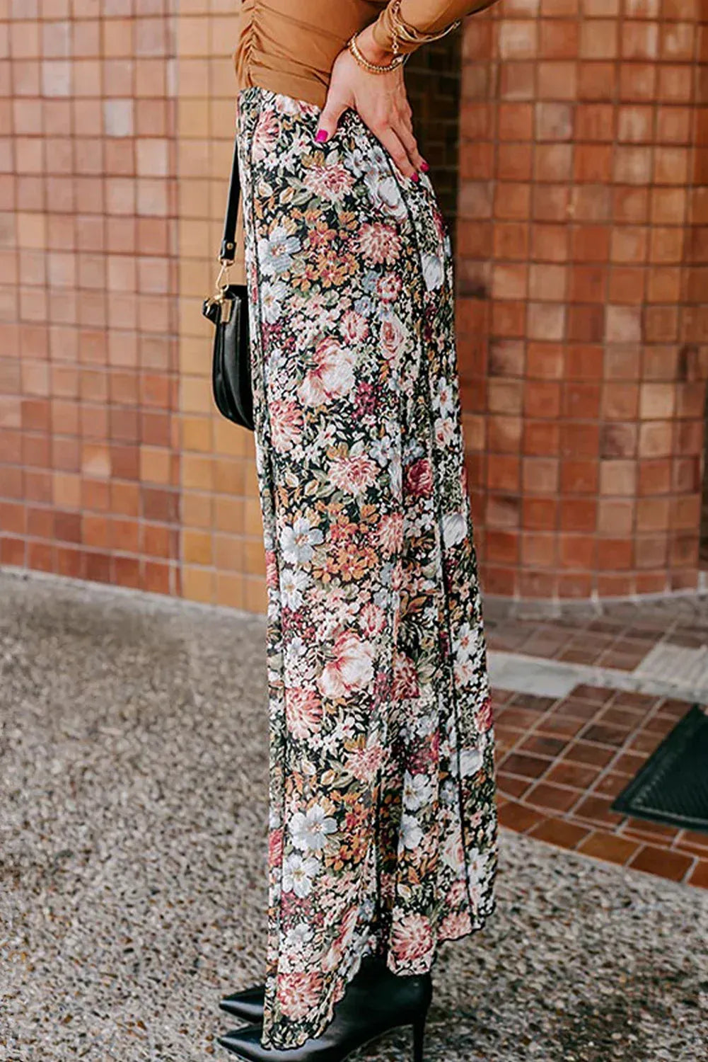 Retro Flower Panel Maxi Skirt