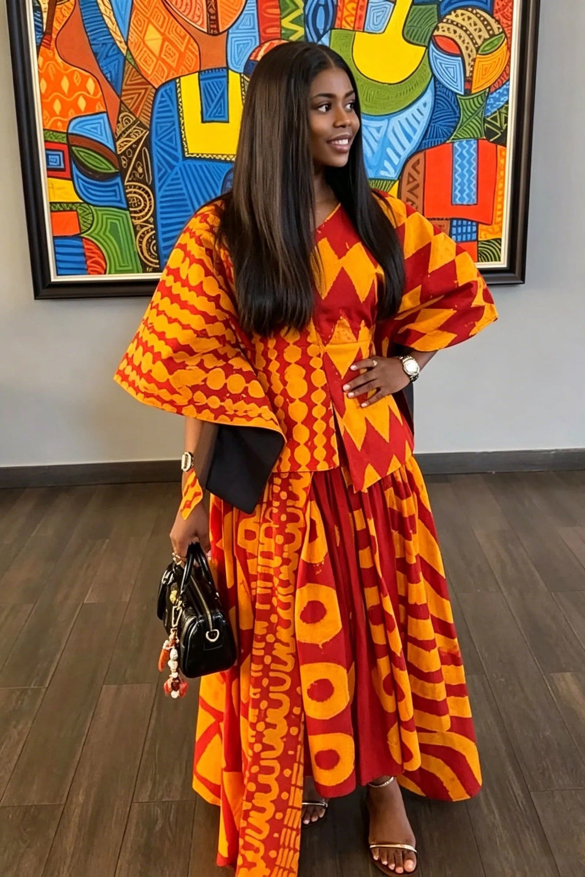Coordinated Vibrant Ethnic Print Skirt Set